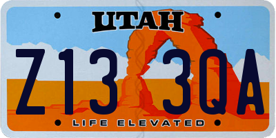 UT license plate Z133QA