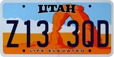 UT license plate Z133QD