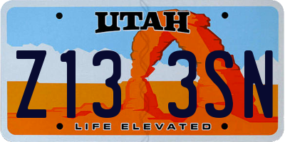 UT license plate Z133SN