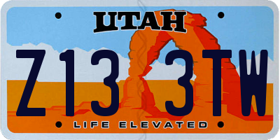 UT license plate Z133TW