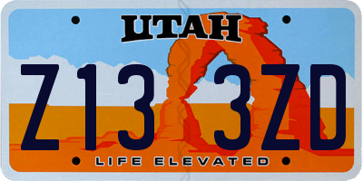 UT license plate Z133ZD