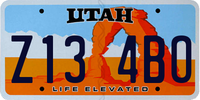 UT license plate Z134BO
