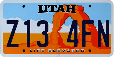 UT license plate Z134FN