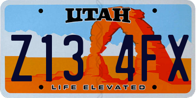 UT license plate Z134FX