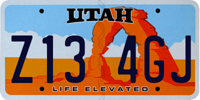 UT license plate Z134GJ