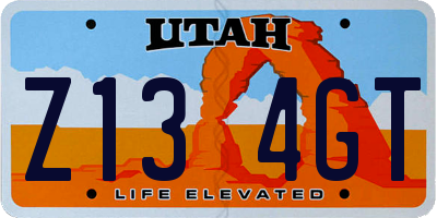 UT license plate Z134GT