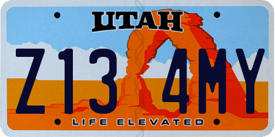 UT license plate Z134MY