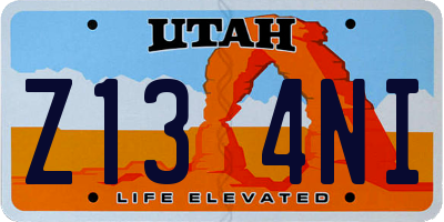 UT license plate Z134NI