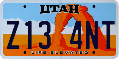 UT license plate Z134NT