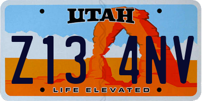 UT license plate Z134NV