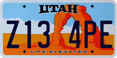 UT license plate Z134PE