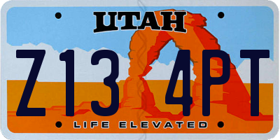 UT license plate Z134PT