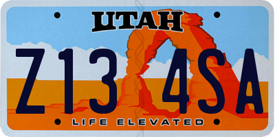 UT license plate Z134SA
