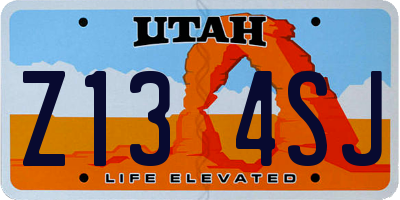 UT license plate Z134SJ