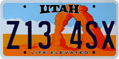 UT license plate Z134SX