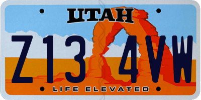 UT license plate Z134VW