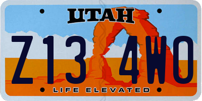 UT license plate Z134WO