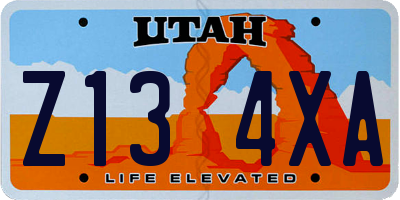 UT license plate Z134XA