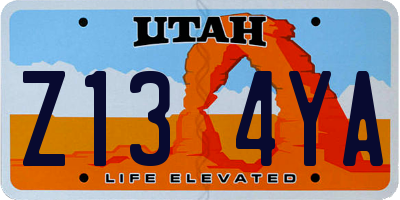 UT license plate Z134YA