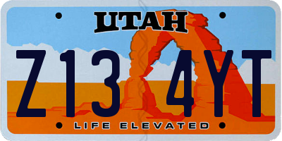 UT license plate Z134YT