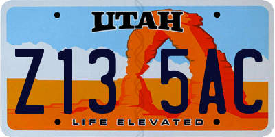 UT license plate Z135AC