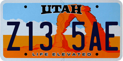 UT license plate Z135AE