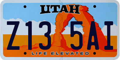 UT license plate Z135AI
