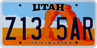 UT license plate Z135AR