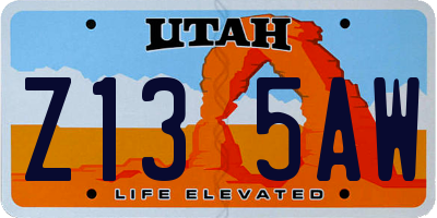 UT license plate Z135AW