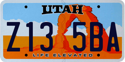 UT license plate Z135BA