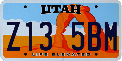 UT license plate Z135BM