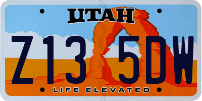 UT license plate Z135DW