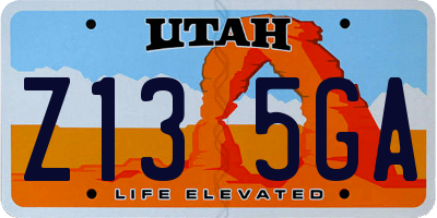 UT license plate Z135GA