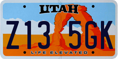 UT license plate Z135GK