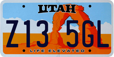UT license plate Z135GL