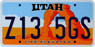 UT license plate Z135GS
