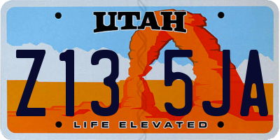 UT license plate Z135JA