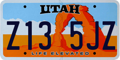 UT license plate Z135JZ