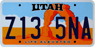 UT license plate Z135NA