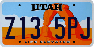 UT license plate Z135PJ