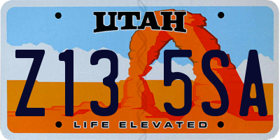 UT license plate Z135SA