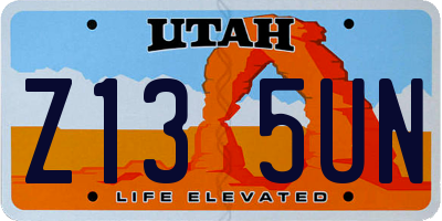 UT license plate Z135UN