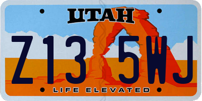 UT license plate Z135WJ