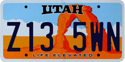 UT license plate Z135WN