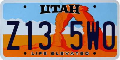 UT license plate Z135WO