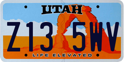 UT license plate Z135WV