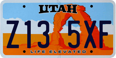 UT license plate Z135XF