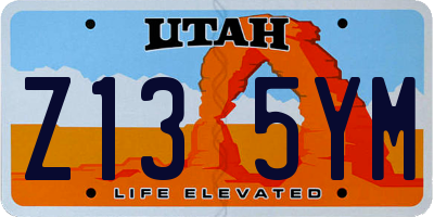 UT license plate Z135YM
