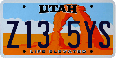 UT license plate Z135YS
