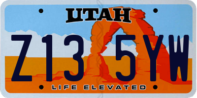 UT license plate Z135YW